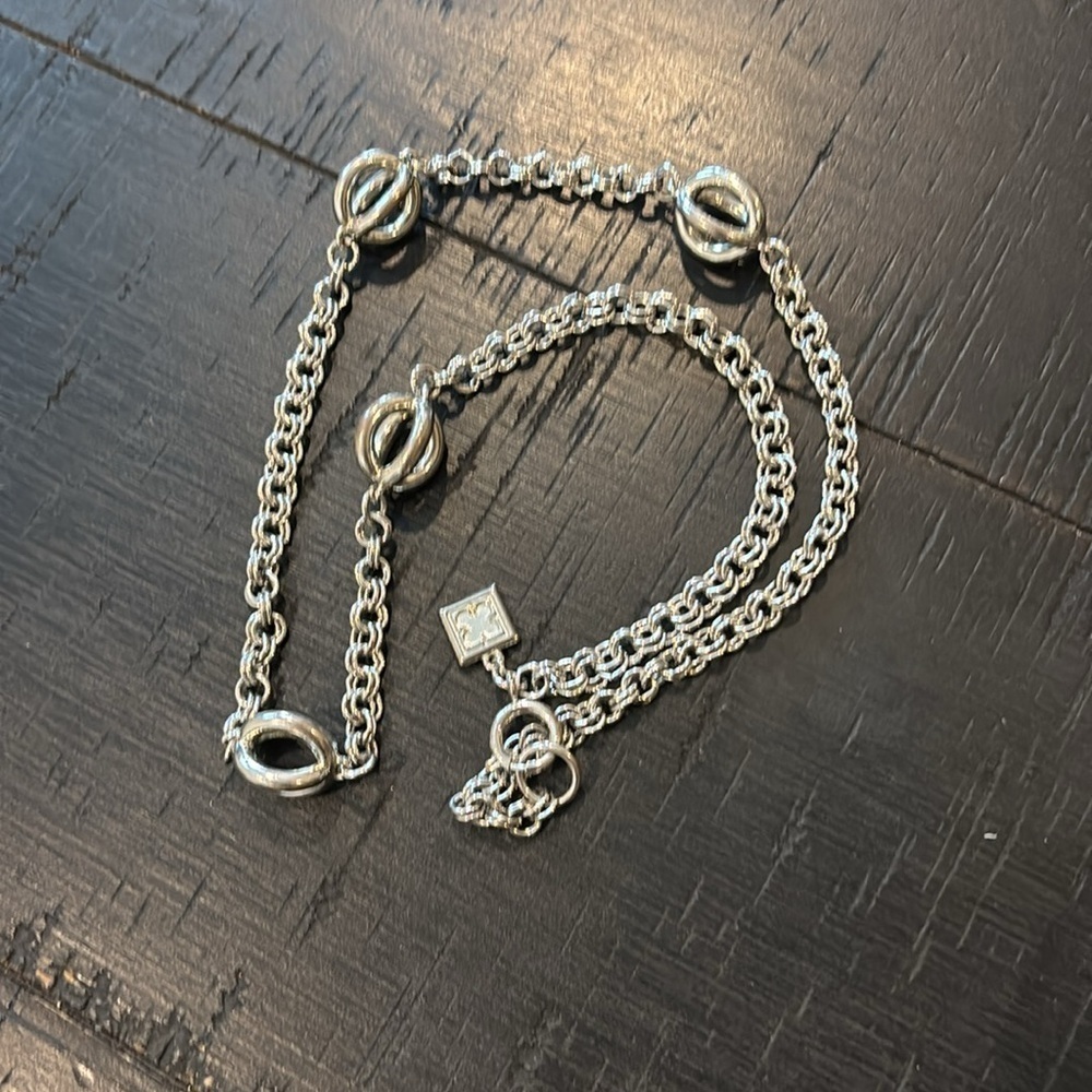 Silver Tone Chain Signed Hang Tag Layering Cage Necklace